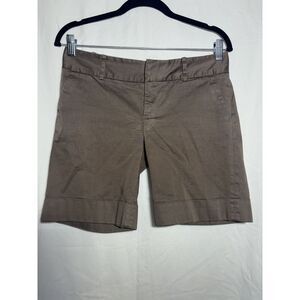 Zara Basic‎ Womens Shorts Size Medium Brown Solid Chino Cotton Casual EUC Q12